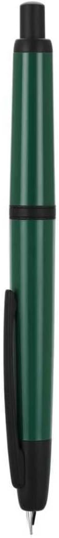 Jinhao 20 Press Fountain Pen, Dark Green Retractable Extra Fine Nib with Ink Converter Set (Black Clip)