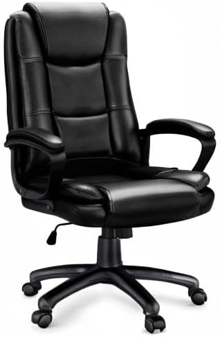 OFIKA Leather Office Desk Chair,Ergonomic Office Chair with Lumbar Support,Computer Chair,Executive Leather Chair with Padded Arm,2026 Upgraded Big and Tall Chair, Black,275LBS