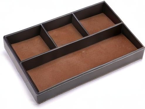 BTSKY 4 slots Desk Drawer Organizer, PU Leather Drawer Storage Organizer Divider for Office Desk Supplies Value Collection and Accessories Multi-Purpose Storage Desktop Organizer Tray(Brown)