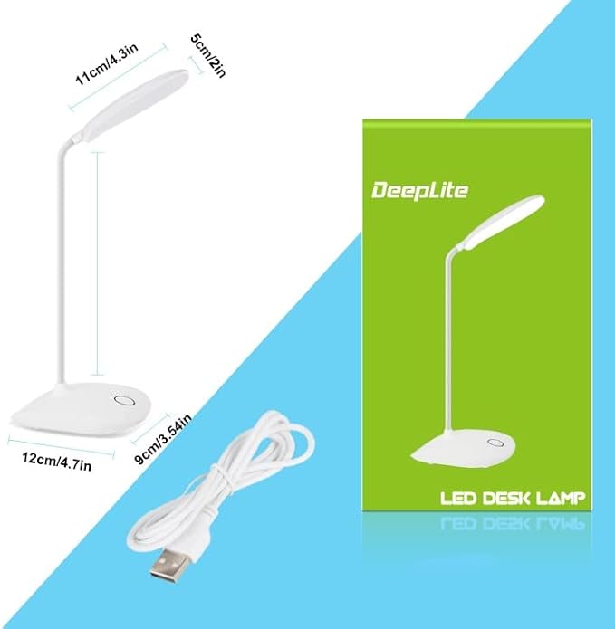 DEEPLITE LED Desk Lamp Small Battery Powered Lamp Cordless Rechargeable Table Lamp, Flexible Portable Desk Light for Craft Study Home Office Dorm, Eye-Caring Wireless Dimmable Book Lamp for Reading