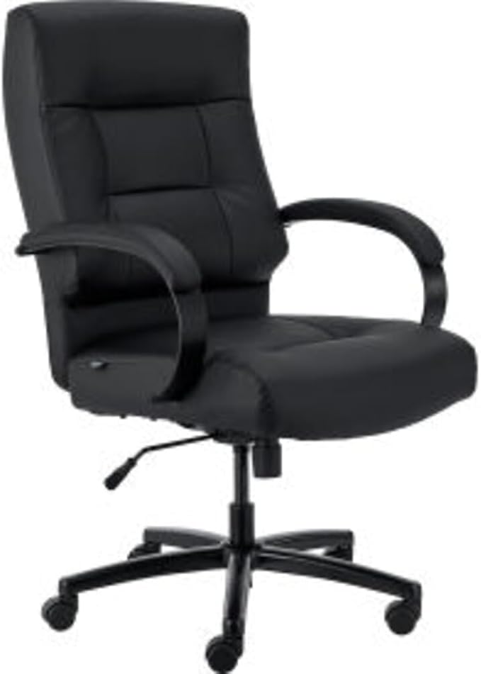 Global Industrial Big & Tall Task Chair with High Back, Leather, Black