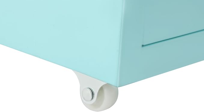 6 Drawer File Cabinet with Lock, Freestanding Filing Metal Drawers Organizer Vertical Metal Rolling Organizer Movable Under Desk Cabinet with Wheels for Home Office Living Room Study (6 Tiers Blue)