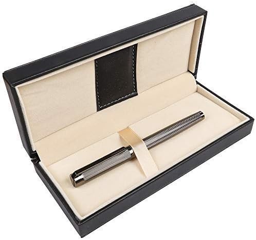 Penneed Rollerball Pen for Men Women Executive Home Office Use, with Gift box Refillable 0.7mm Black Ink G8(Fancy Dark Gray)