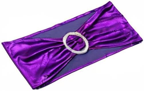 Tvoip 10PCS Chair Cover Stretch Band with Buckle Slider Sashes Bow Wedding Banquet Chair Decoration (Metallic Purple)