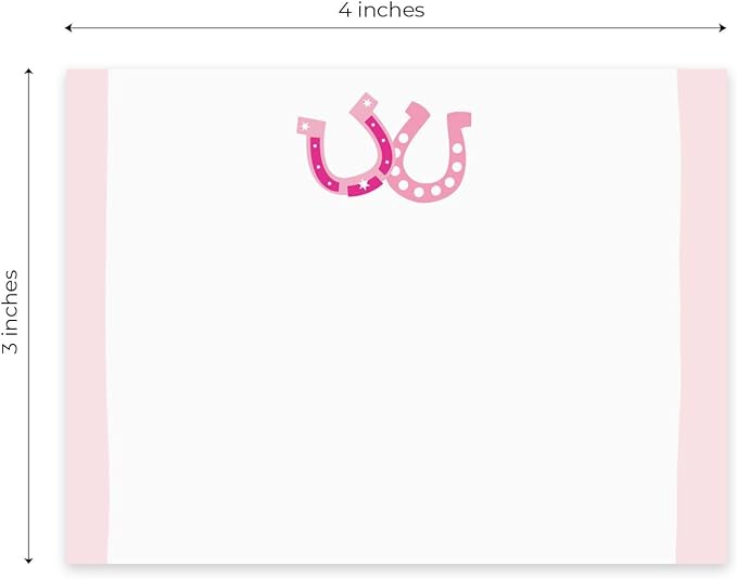 Cute Pink Cowgirl Themed Sticky Note Pads / 4" x 3" Repositionable Trendy Western Sticky Notes / 50 Sheets Per Pad/Set of 6 Retro Designs/Made in USA