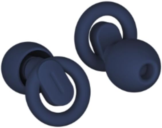 Macco Focus Reusable Silicone Ear Plugs – up to 33 dB NRR Noise Reduction for Sleep & Focus – 4 Sizes (XS–L) – Soft Washable Hearing Protection with Hard Case – Blue