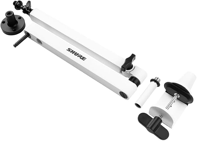Premium Low-Profile Desktop Mic Boom Stand - Fully Adjustable for Podcast, Streaming, and Home Office Setups, White (SH-BROADCAST2-W)