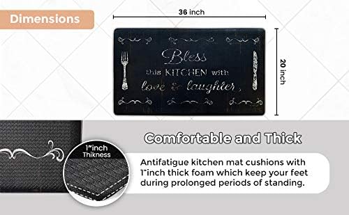 J&V TEXTILES Anti Fatigue Kitchen Mat - Kitchen Mat Cushioned Anti Fatigue, Kitchen Floor Mats Cushioned, Non Slip Waterproof Mat Standing Desk, 20x36x1/2 inches (Green Mosaic)