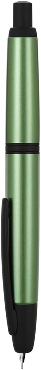 Jinhao 10 Press Fountain Pen with Box, Sea Pine Green Retractable Fine Nib with Ink Converter Set (Black Clip)