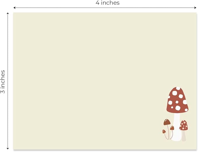 Woodland Mushroom Sticky Note Pads / 4" x 3" Whimsical Sticky Notes/Set of 6 Pads / 50 Sheets Per Pad/Trendy Gift Idea/Made in The USA