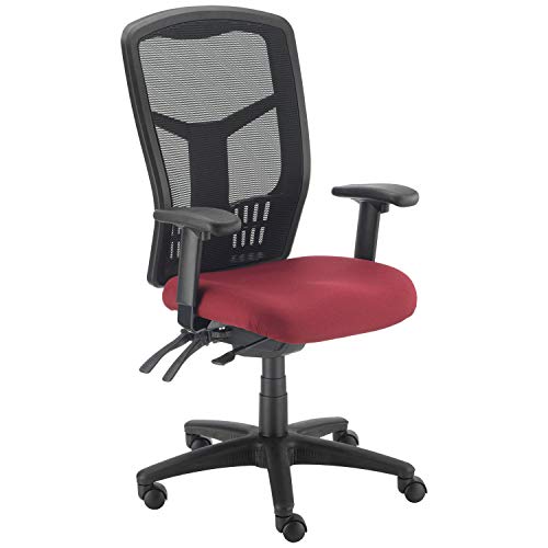 Global Industrial High Back Task Chair, Mesh Back, Fabric Seat, Red