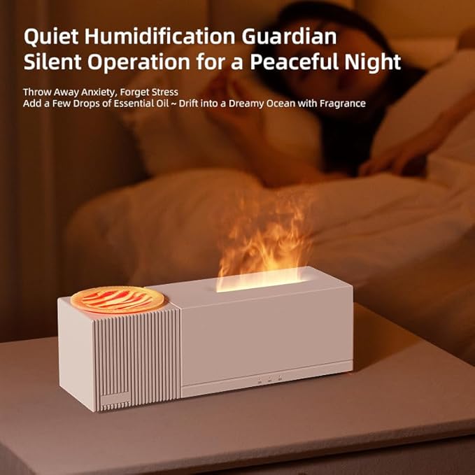 Essential Oil Diffuser, Flame Oil Diffuser - Aromatherapy Aroma Humidifier, Ripple Projection Vibe Remote Control - Perfect for Bedroom Home Office (150ml Ripple Flame, Black)