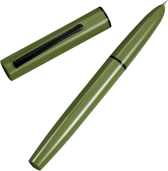 HONG DIAN C1 Fountain Pen Extra Fine Nib, Dark Green & Classic Retro Design Metal Pen with Ink Converter