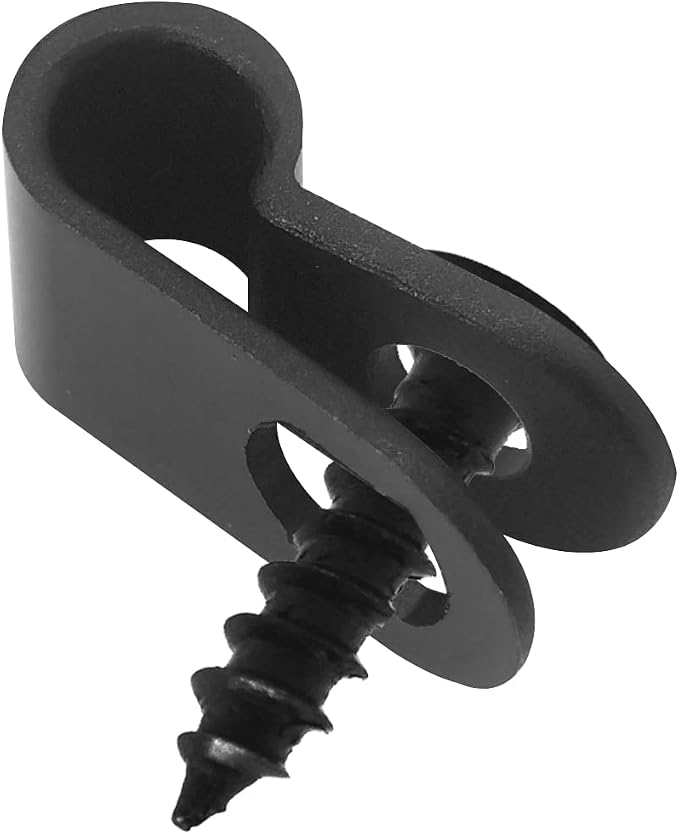 Cable Clamp R-Type Cable Clip Wire Clamp 3/16" Nylon Screw Mounting Cord Fastener Clips with Screws for Wire Management - Black - 50 Pcs