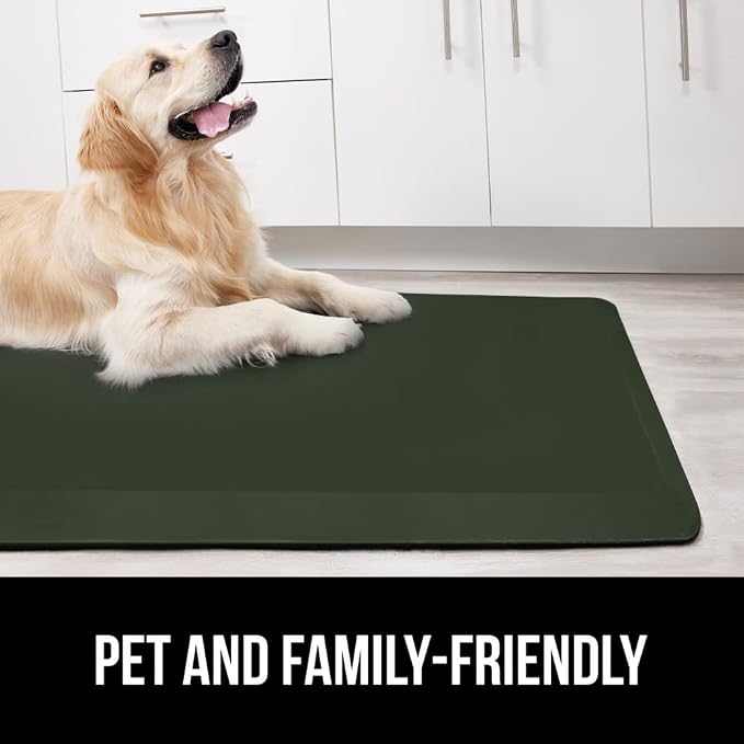 GORILLA GRIP Comfortable Cushioned Kitchen Mats for Floor, 48x20, Waterproof and Stain Resistant Soft Top, 3/4 Inch Thick Ergonomic Standing Desk Anti Fatigue Mat, Foam Supports Feet, Forrest Green