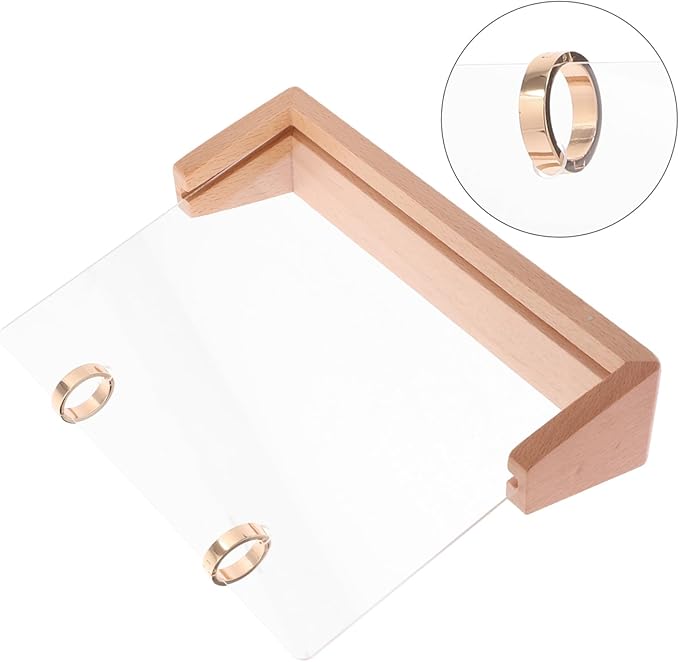 DOITOOL 1 Set Wooden Desk Calendar Base Sturdy Flip Calendar Support for Desktop Elegant and Functional Quick Setup for Office Decor Beechwood with Acrylic and Metal Circles