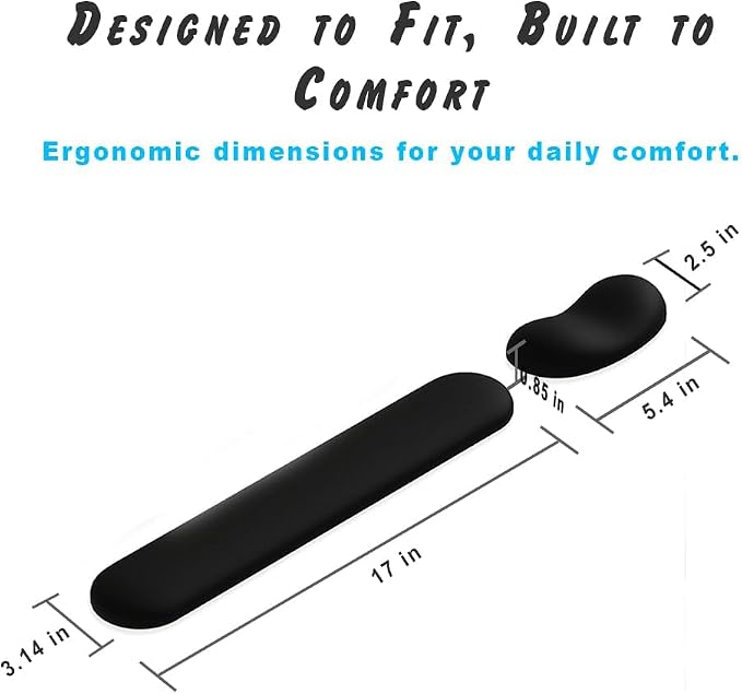 Ergonomic Wrist Rest Set for Keyboard and Mouse | Cooling Gel & Slow-Rebound Memory Foam Palm Support Pad | Luxe Leather, Minimalist, Non-Slip PU Base for Office, Laptop & Gaming (05Brwon)