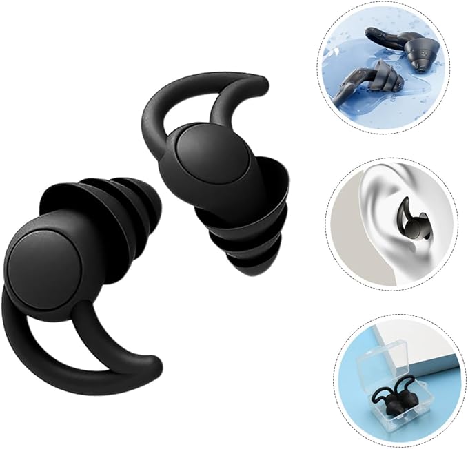 2pcs Noise Cancelling Silicone Comfortable Musician for Noise Reduction Black Reusable Ear Protection for Study and Rest