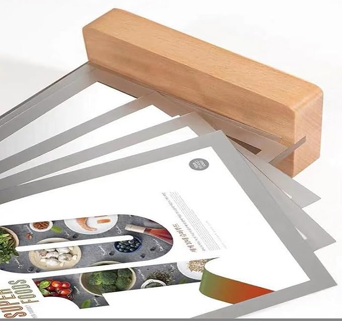6 Pages A4 Flip Acrylic Sign Holder,Clear Desktop Double Display Holder Wood T Type Menu Holders Display 12 Sides Picture Paper Card Store Retail Show Fair -Vertical (8.25x11.75 inch)