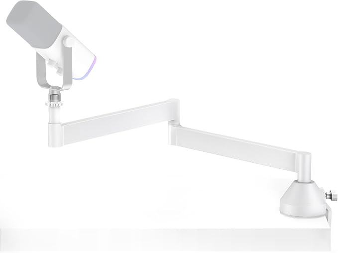 InnoGear Low Profile Mic Arm, 360° Rotatable Microphone Arm Stand Foldable Desk Mic Boom Arm for Fifine AM8 K669B Blue Yeti HyperX QuadCast SoloCast AT2020 and Other Mics, White