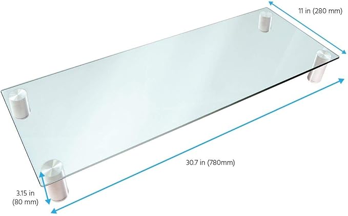 Monoprice 116356 Multimedia Riser Desktop Monitor Stand - Clear Glass, Large 30.8 x 11 Inches - Workstream Collection, 30.8" x 11.0"