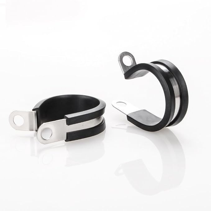 LOKMAN 20 Pack 1-1/2 Inch Stainless Steel Cable Clamp, Rubber Cushioned Insulated Clamp, Conduit Wire Holder Strap Clips for Tube, Pipe or Wire Cord Installation