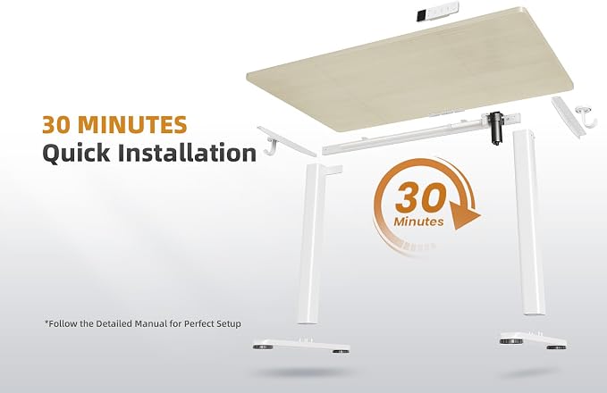 YDN Electric Standing Desk Adjustable Height, 63 x 24 Inches Stand up Desk with Cable Management, Home Office Desks with Splice Board & White Frame, Nature Top