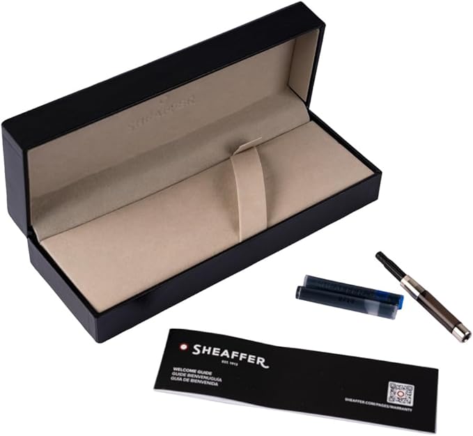 Sheaffer 100 9370 Fountain Pen, Medium Nib, Coffee Black Finish with Gold Trim, Refillable Writing Instrument, Premium Gift Box