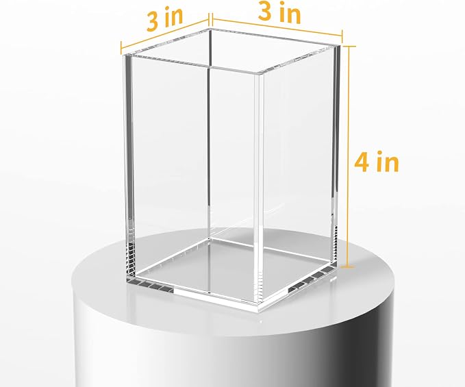 NIUBEE Acrylic Pen Holder for Desk, Clear Pencil Cup Organizer 4 Packs | Acrylic clear acrylic pen holder, durable transparent design organizes stationery and makeup tools for students and workers