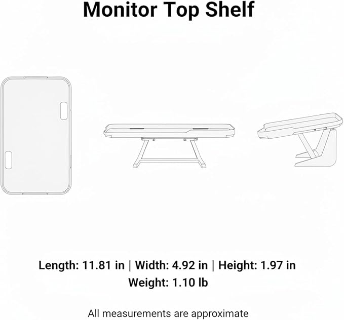 White Monitor Top Shelf with Cable Management, Steel Desk Organizer for Router and Modem, No-Drill Installation