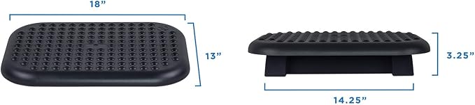 Mount-It Foot Rest Under Desk, 18 x 13 in Adjustable Ergonomic Footrest | 3 Tilt Angles Up to 30 Degrees, Non Slip Foot Stool at Work, Massage Surface, Durable Plastic, Home or Office, Black