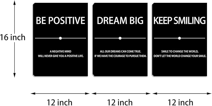 Halioyo Motivational Wall Art, 12 x 16 Inch Inspirational Canvas Wall Art for Office, Positive Affirmations Picture Paintings for Living Room Bedroom Classroom Dorm - 3pieces