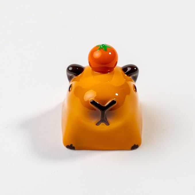 Artisan Capybara Keycap, 1U Handmade Resin, MX Switch Compatible for Mechanical Keyboards, Chill Animal Design