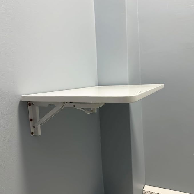 Wall Mounted Folding Table,White Floating Desk for Small Spaces,Stainless Steel Bracket Laundry Folding Table,Wall Folding Desk,Home Bars and Dining Establishments(80x50cm/31.5"x19.7"