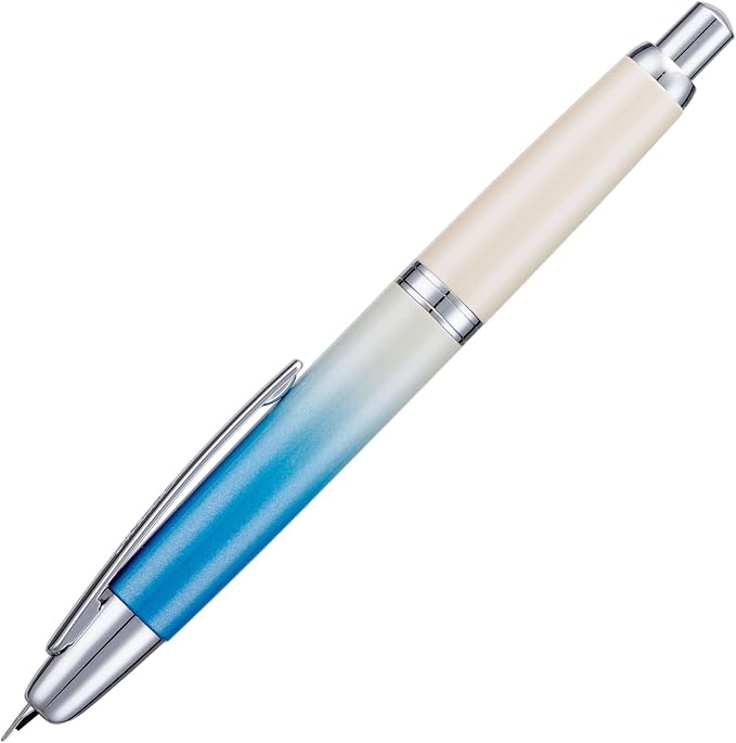 Jinhao 10 Press Fountain Pen with Box, Gradient Blue Retractable Extra Fine Nib with Ink Converter Limited Edition Set (Silver Clip)
