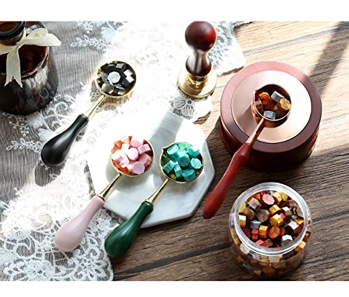 Wax Seal Warmer Kit Melting Furnace Tool with Spoon, Tealight Candles Set for Wedding Wax Envelope Seal Stamp (Redwood C)