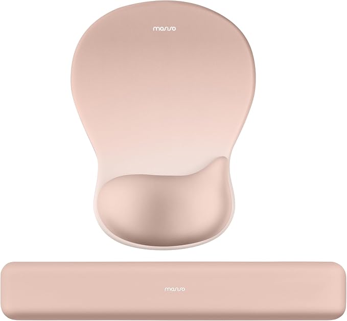 MOSISO Wrist Rest Support for Mouse Pad & Keyboard Set, Nude | Ergonomic Mousepad with Concave Curved Memory Foam, Non-Slip Base, Pain Relief, Comfortable Rectangular Easy Typing Pad