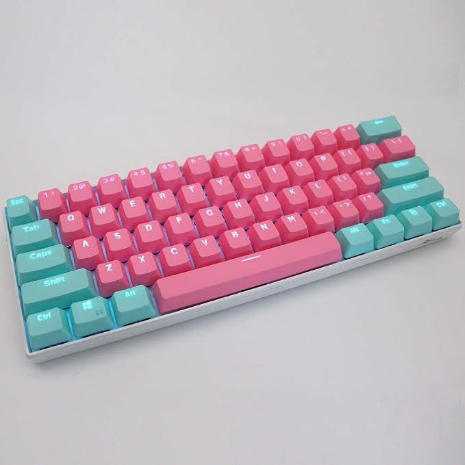 Guffercty kred 61 Keycaps 60 Percent Miami Keycaps Set PBT Keycap Backlit OEM Profile with Key Puller for Cherry MX Switches Mechanical Gaming Keyboard (Miami)
