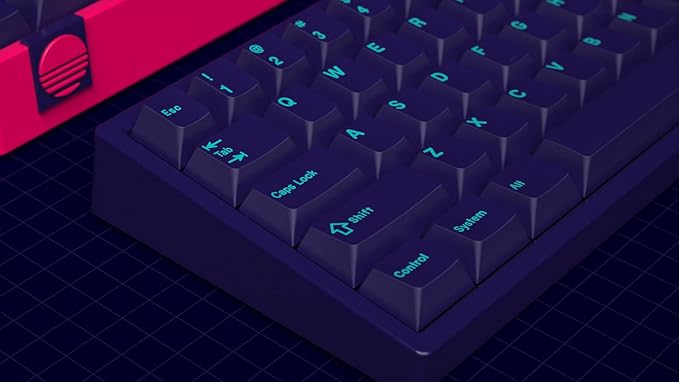 Drop + MiTo GMK Laser Custom Mechanical Keyboard Keycap Set - 120-keys, Doubleshot, Cherry Profile, for 60%, 65%, and TKL Layouts, etc. (Synthwave)