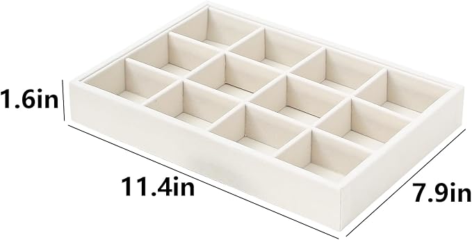 Beige 12Grid Bedside Organizer - Multi-use Holder for Jewelry, Sunglasses, Phone, Watch, Perfume, Lipstick - Nightstand & Desk-top Catchall Tray