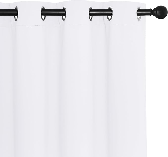 NICETOWN White Blackout Curtains 72 inches Long, Grommet Privacy Window Treatment Thermal Insulated Room Darkening Sliding Glass Door Drape for Bedroom Living Room, 1 Panel, W100 x L72