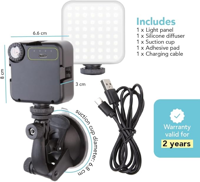 Foto&Tech Dimmable LED Laptop Lighting Kit, Rechargeable 2100mAH Light Panel with Diffuser and Strong Suction Cup, Video Camera Light for Web Conference Zoom Call Online Broadcast Live Streaming
