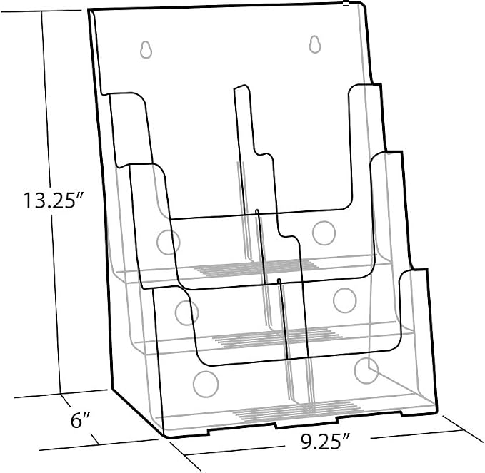 Azar Displays 252379 Three-Tier Six-Pocket Trifold Brochure Holder