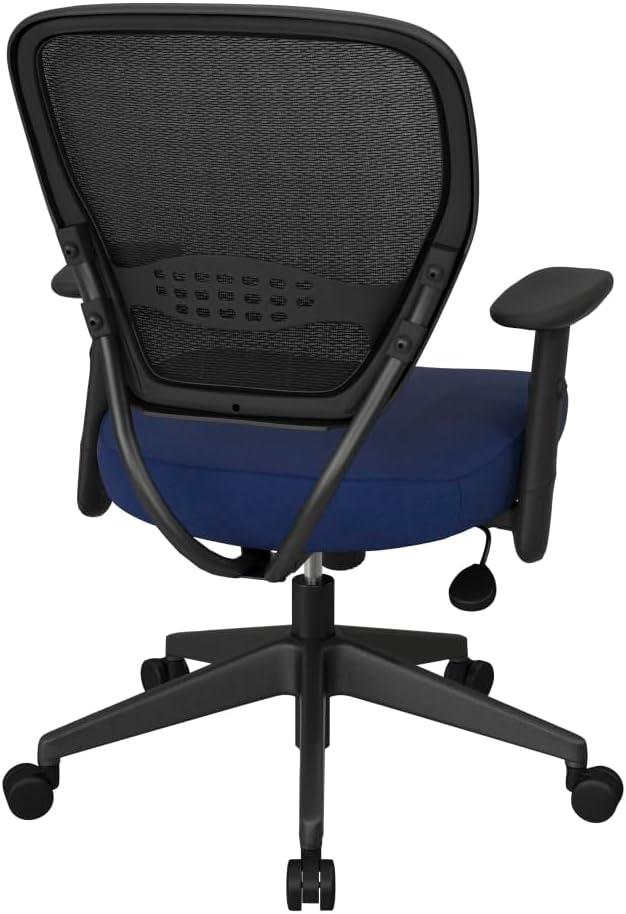 Space Seating 55 Series Professional Dark Air Grid Back Adjustable Manager's Chair with Lumbar Support and Padded Seat, Icon Navy Blue Fabric
