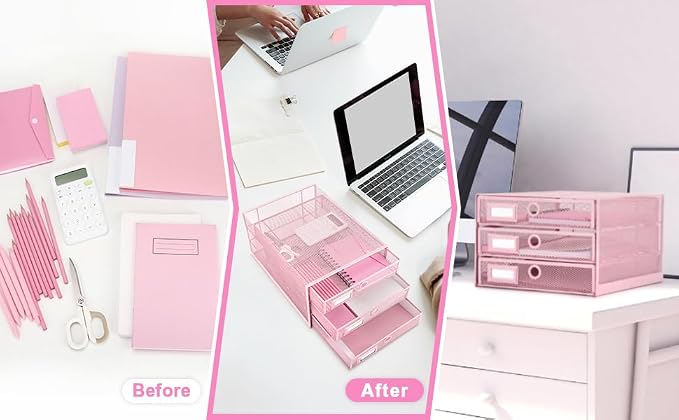 EXERZ Paper Sorter 3 Drawer Wire Mesh A4 / Desk Multifunctional Desk Organiser/Multi-Layer Letter Tray - for Documents, Magazines, Notebooks and Letter