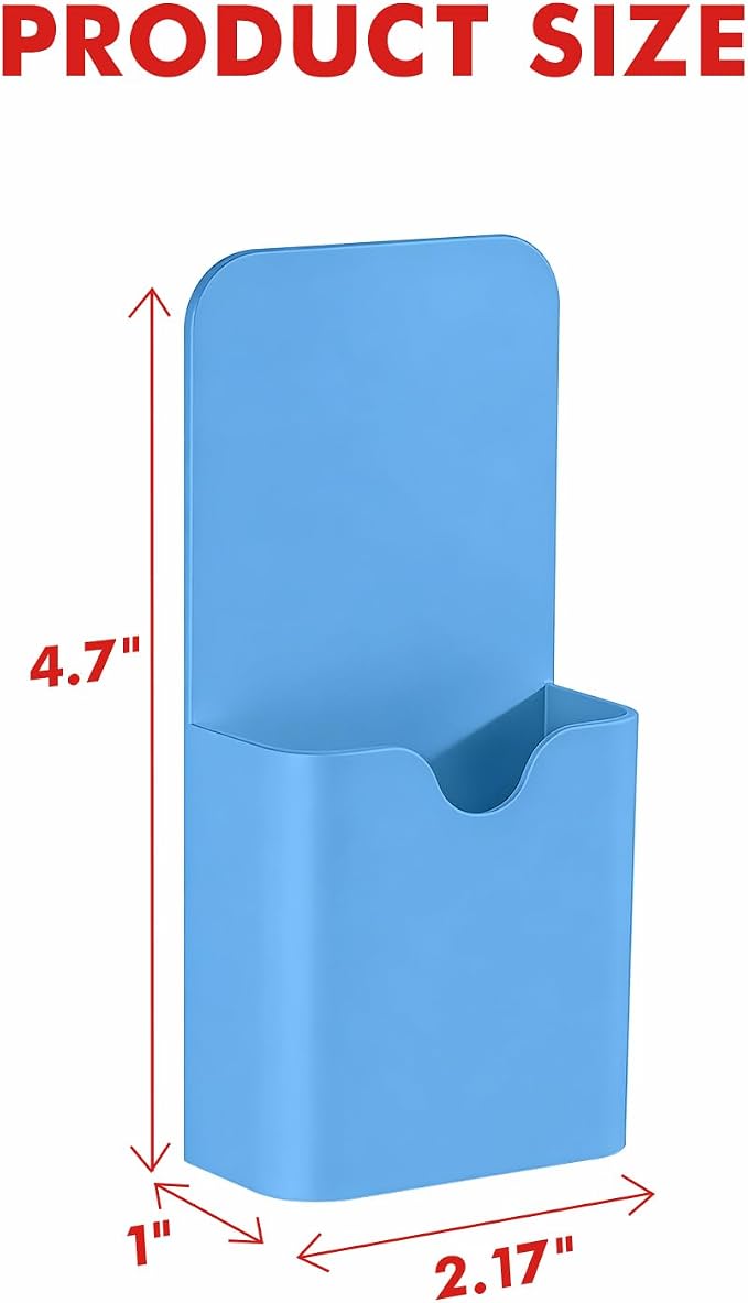 BEYGORM 4 Pack Magnetic Pen Holder for Whiteboard, Upgraded 1.5 mm Pencil Cup Organizer for Dry Erase Markers, Ideal Classroom, Office, Refrigerator, Locker (Blue)