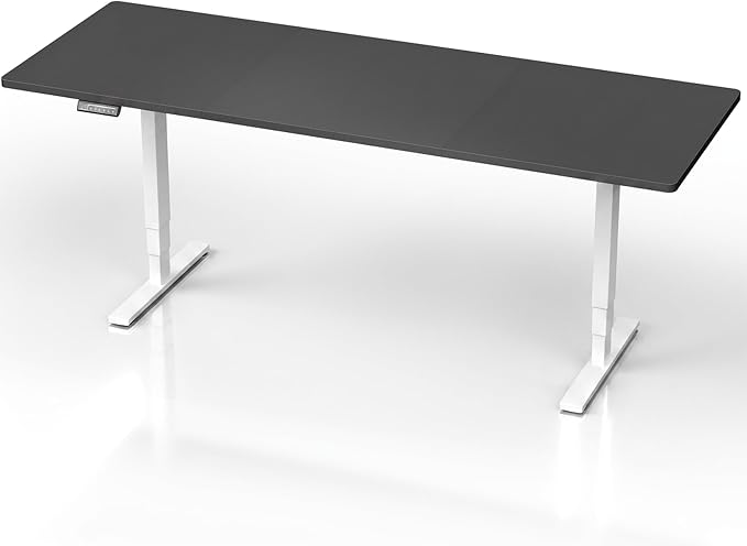 VIVO Black 83 x 30 in Standing Desk, DESK-KIT-2EW84B | Electric, Holds 220 lbs, Sit Stand, Height Adjustable, Extra Deep Table Top, Memory Presets, 2E Series, White Frame