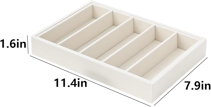 Bedside Organizer - Multi-use Holder for Desk Drawer, Nightstand, Desktop - Catchall Tray for Jewelry, Sunglasses, Phone, Watch, Perfume, Lipstick (Beige 5Grid)