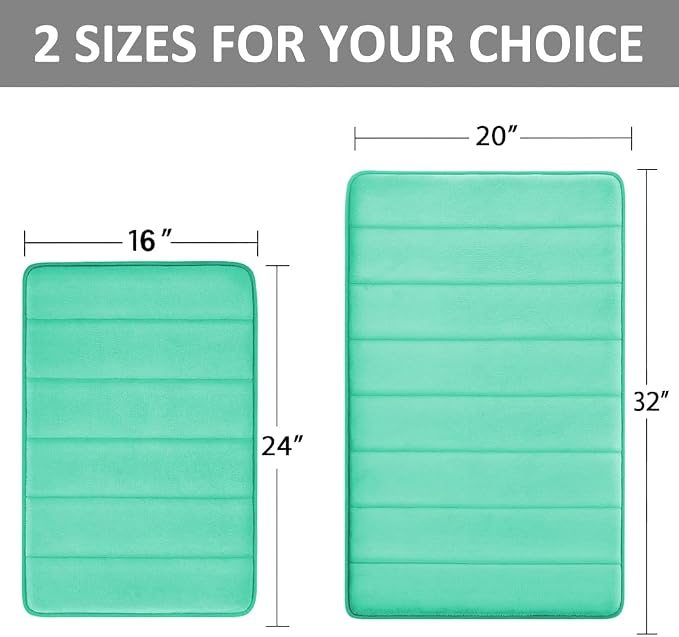 RUN HELIX Bathroom Rugs Set 2 Piece Memory Foam Bath Non-Slip Bath Mat,Washable Room Mats,Absorbent Shaggy Rugs Super Soft Kitchen Mats, Batroom Carpets for Bathroom,Tub,Shower Home Decor(Teal)