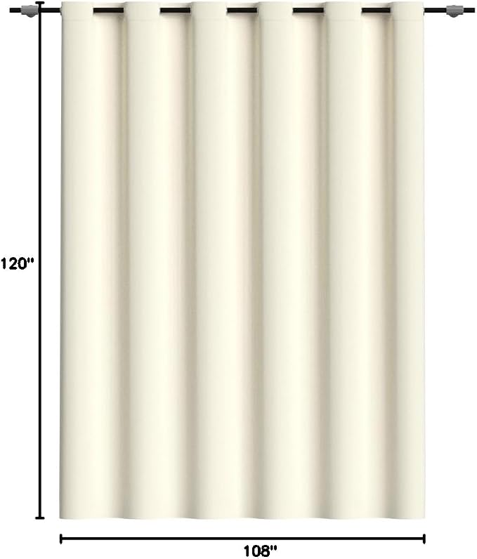 RYB HOME Blackout Room Divider Curtains Privacy Room Separator Extra Long Wide for Office Backdrop Workspace Shelves Living Room Apartment, 9 ft Tall x 10 ft Wide, Cream Beige, 1 Panel